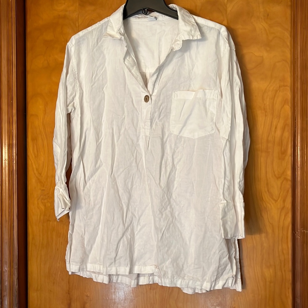 White cotton tunic top size L